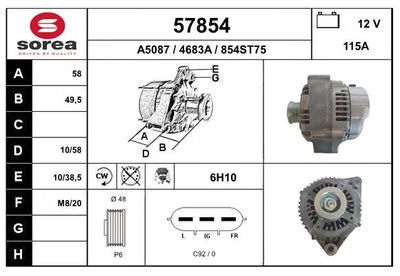EAI 57854 Генератор  для LAND ROVER FREELANDER I (L314) 2.5 V6 4x4