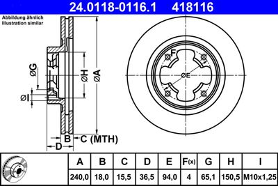 Тормозной диск ATE 24.0118-0116.1 для SUBARU JUSTY