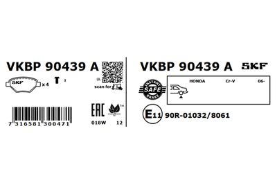Комплект тормозных колодок, дисковый тормоз VKBP 90439 A