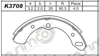 Комплект тормозных колодок ASIMCO K3708 для DAIHATSU HIJET
