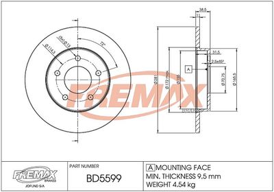 Тормозной диск FREMAX BD-5599 для CADILLAC DEVILLE