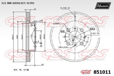 Тормозной диск MAXTECH 851011 для HONDA PRELUDE