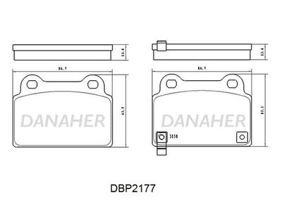 Комплект тормозных колодок, дисковый тормоз DANAHER DBP2177 для MITSUBISHI LANCER