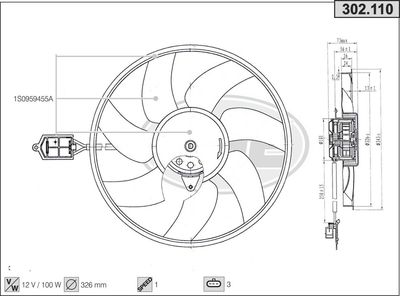 AHE 302.110 Вентилятор системы охлаждения двигателя  для SEAT Mii (Сеат Мии)