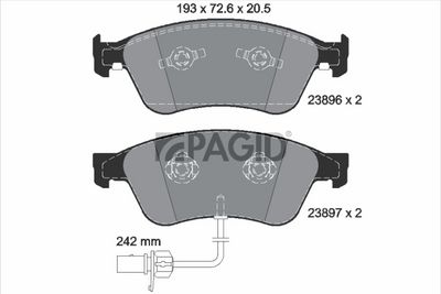 комплект спирачно феродо, дискови спирачки PAGID T1224N