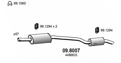Средний / конечный глушитель ОГ ASSO 09.8007 для CHRYSLER VOYAGER