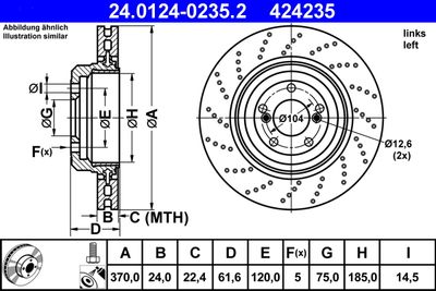 Тормозной диск ATE 24.0124-0235.2 для BMW 6