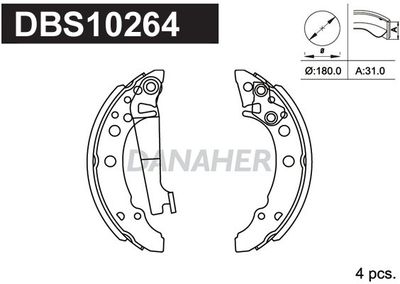 DANAHER DBS10264 Ремкомплект барабанных колодок  для SEAT Mii (Сеат Мии)