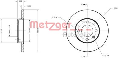 Тормозной диск METZGER 6110019 для AUDI 50