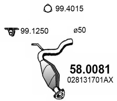 ASSO 58.0081 Катализатор для VW TRANSPORTER IV Автобус (70B, 70C, 7DB, 7DK, 70J, 70K, 7DC, 7