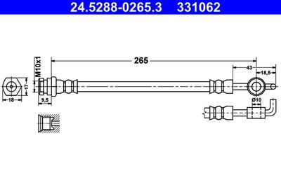 Тормозной шланг ATE 24.5288-0265.3 для MAZDA 6