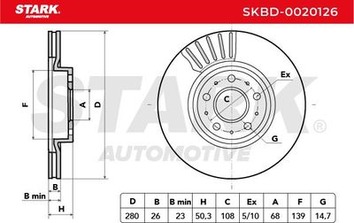 спирачен диск STARK SKBD-0020126
