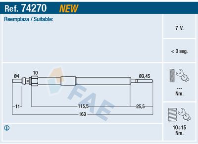 FAE 74270 Свеча накаливания  для INFINITI  (Инфинити Qx70)