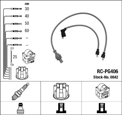 Комплект проводов зажигания NGK 0842 для PEUGEOT 305