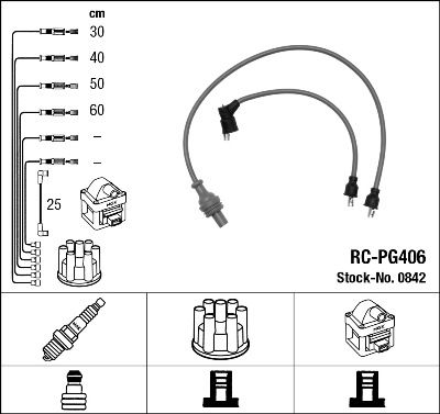 Комплект проводов зажигания NGK 0842 для PEUGEOT 304