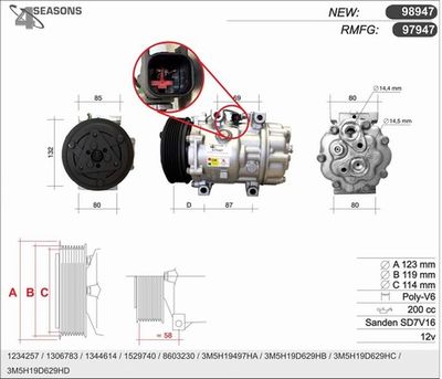 AHE 97947 Компрессор кондиционера для FORD C-MAX (DM2)
