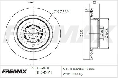 Тормозной диск FREMAX BD-4271 для INFINITI QX70