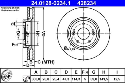Тормозной диск ATE 24.0128-0234.1 для HYUNDAI VELOSTER