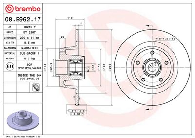 BREMSSCHEIBE BREMBO 08E96217 1