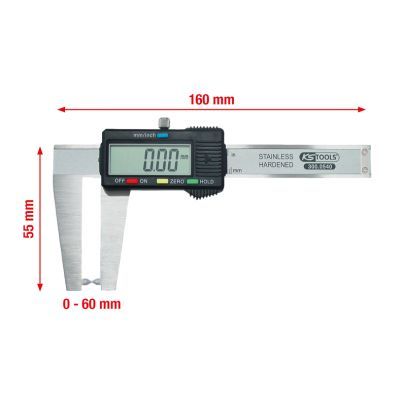 KS Tools Digitální posuvné měřítko na brzdové kotouče, 0–60 mm, 160 mm 300.0540