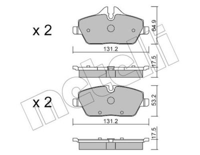 комплект спирачно феродо, дискови спирачки METELLI 22-0664-0