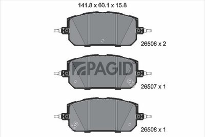 комплект спирачно феродо, дискови спирачки PAGID T2945N