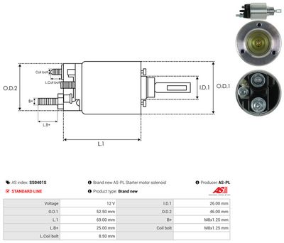 Elektromagnetický spínač, startér AS-PL SS0401S