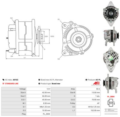 GENERATOR / ALTERNATOR AS-PL A9163 4