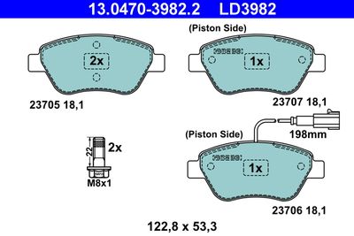 Комплект тормозных колодок, дисковый тормоз ATE 13.0470-3982.2 для FIAT STILO