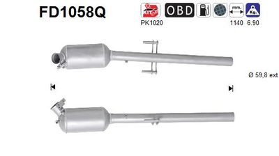 Filtr sadzy / filtr cząstek stałych, układ wydechowy AS FD1058Q