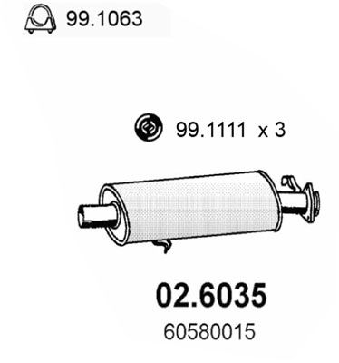 ASSO 02.6035 Глушитель выхлопных газов  для ALFA ROMEO 155 (167_) 2.5 TD (167.A1A, 167.A1G)