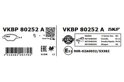 Комплект тормозных колодок, дисковый тормоз VKBP 80252 A