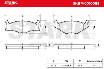 комплект спирачно феродо, дискови спирачки STARK SKBP-0010089