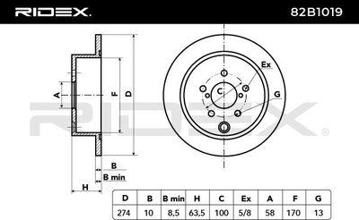 спирачен диск RIDEX 82B1019