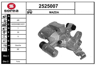 EAI 2525007 Тормозной суппорт  для MAZDA (Мазда)