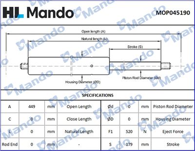 AMORTIZOR PORTBAGAJ MANDO MOP045190