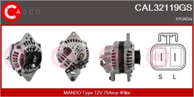 Генератор CASCO CAL32119GS для HYUNDAI LANTRA