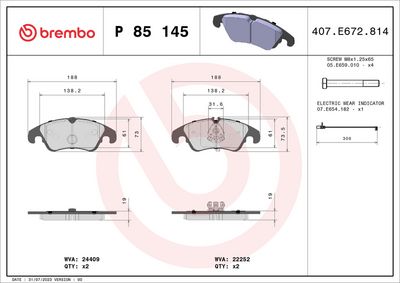 Brake Pad Set, disc brake P 85 145