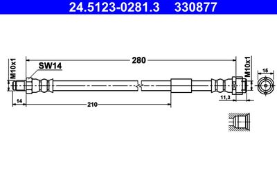 Тормозной шланг ATE 24.5123-0281.3 для MERCEDES-BENZ CLC-CLASS