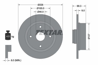 Тормозной диск TEXTAR 92066100 для VOLVO 440