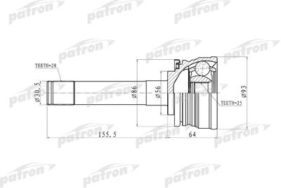 Шарнирный комплект, приводной вал PATRON PCV9316 для MITSUBISHI PAJERO