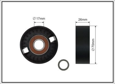 Įtempiklio skriemulys, V formos rumbuotas diržas