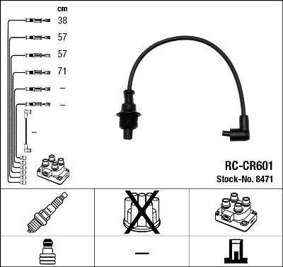 Комплект проводов зажигания NGK 8471 для PEUGEOT 306