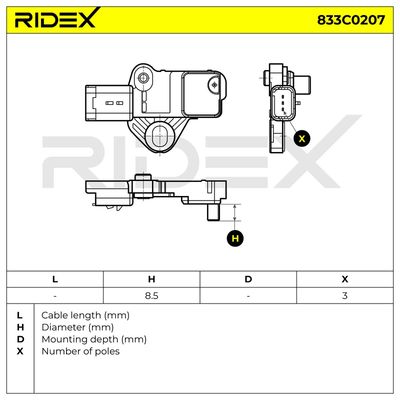 импулсен датчик, колянов вал RIDEX 833C0207