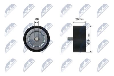 Įtempiklio skriemulys, V formos rumbuotas diržas