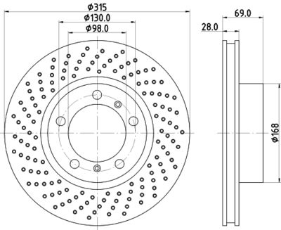 Тормозной диск HELLA 8DD 355 125-051 для PORSCHE BOXSTER