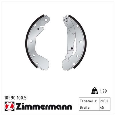 комплект спирачна челюст ZIMMERMANN 10990.100.5