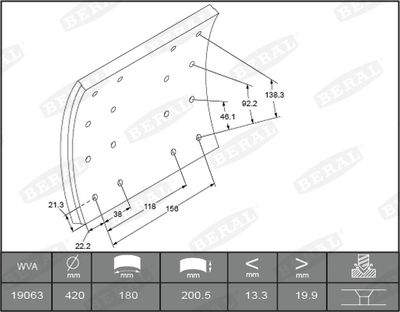 Brake Lining Kit, drum brake KBL19063.1-1616