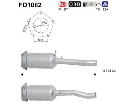 Filtr sadzy / filtr cząstek stałych, układ wydechowy AS 7M3254800C