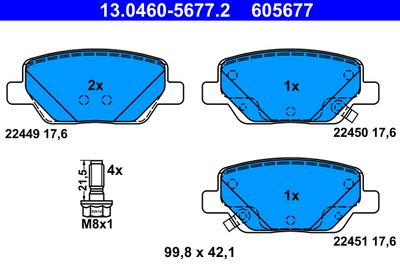 Комплект тормозных колодок, дисковый тормоз ATE 13.0460-5677.2 для FIAT TIPO